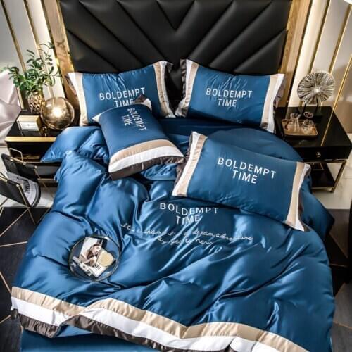 Washed Silk Embroidery Style Premium Luxury Bedding set Bed set Duvet Cover Bedsheet Pillowcases Single Queen #sw