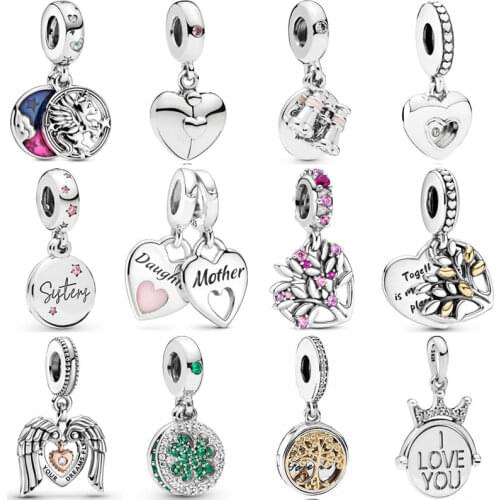 Family Heart Locket Club Binoculars Royal Crown Angel Wings Pendant Bead 925 Sterling Silver Charm Fit Europe Bracelet Jewelry