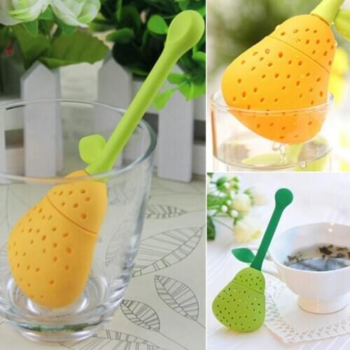 Tea Strainer Tea Brewing Device Tea Infuser Strainer Gadgets Silicone Pear Shape Creative Tea Maker Tea Bags Measure Swirl Steep