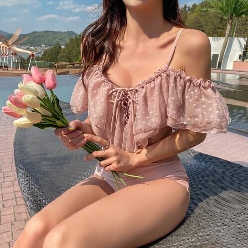 Korean Style One Piece Swimwear Ruffle Swimsuit Women Swimsuit High Quality Bathing Suit sexy Black Monokini beachwear 2020 New