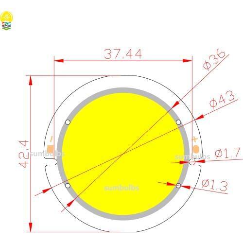 Diameter 43mm blue color Thicken led cob light source 3W 5W 7W 450nm 460nm wavelenght led for sports light diy lamp bulb