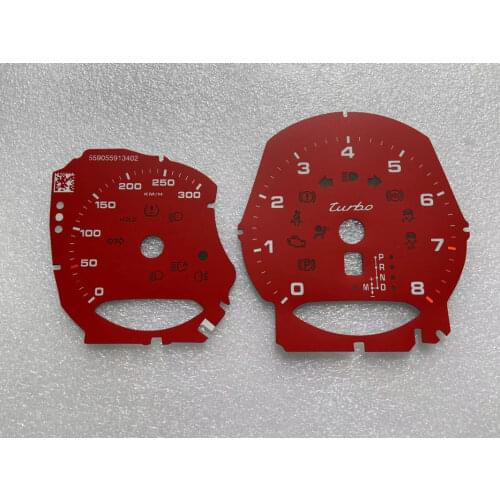 For Porsche Macan TURBO Instrument Overlay Replacement Guard Red 300 KMH Tachometer 8000RPM