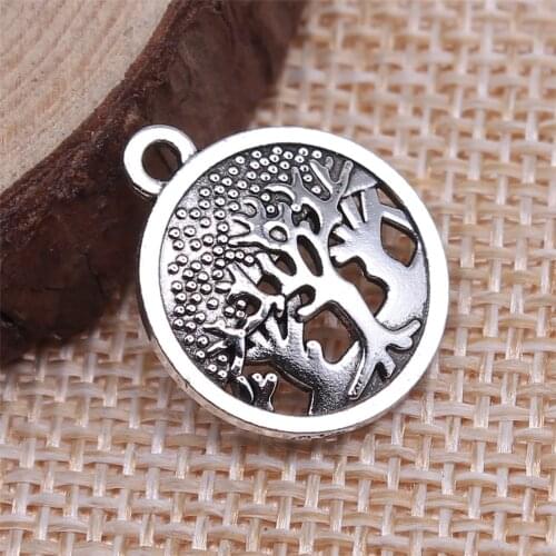 WYSIWYG 20pcs 16x16mm Antique Silver Color Tree Of Life Charms Pendant For Jewelry Making DIY Jewelry Findings