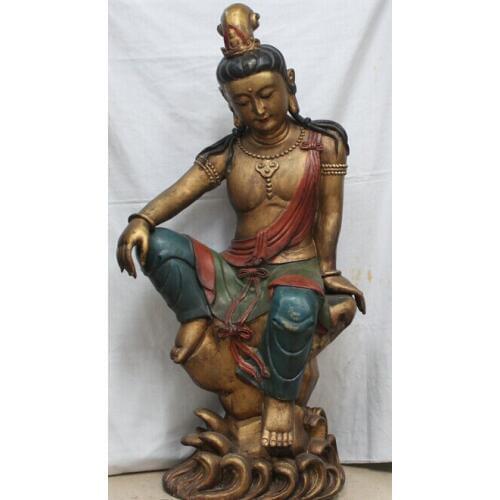 Xd 002927 32." China Chinese Buddhism Bronze Seat Kwan-yin Guan Yin Goddess Statue
