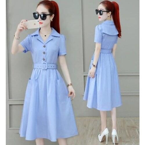 Women Spring Summer Sundress 2021 New Suit T Shirt Office Fashion Party Dress School Korean Midi Length Maxi Dresses For Female