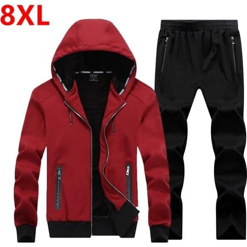 Winter Large sweater suit Hooded Fleece with thickened kid size big yards male adolescent set men 7X 6XL 8XL