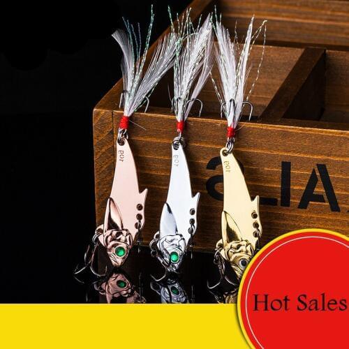 10pcs/lot Biomimetic Metal Fish VIB Fishing Lure Hard Bait Artificial Fake Bait Sharp Leather Hook 3D Eyes Fishing Accessory