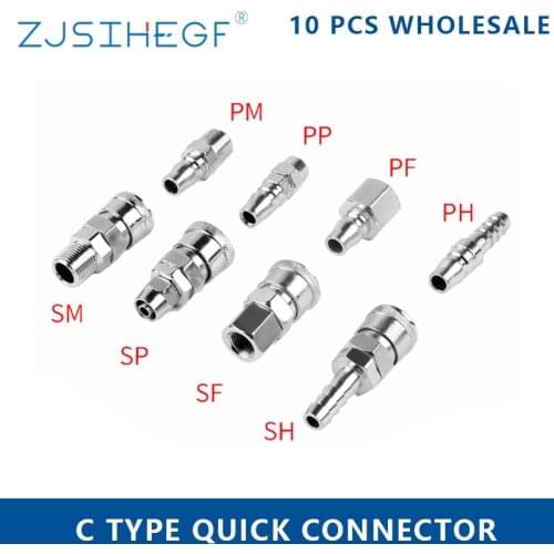 10PCS/Lot Pneumatic Fitting C Type Quick Connector High Pressure Coupling PP20 SP20 PF20 SF20 PH20 SH20 PM20 SM20 Work On Air