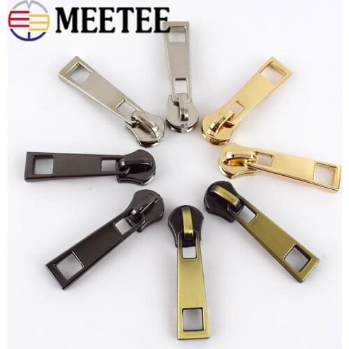 10pcs Meetee 5# Metal Zipper Pull Zip Slider Alloy Zipper Head Lock Suitcase for Sewing Garment Bags Luggage Hardware Fittings