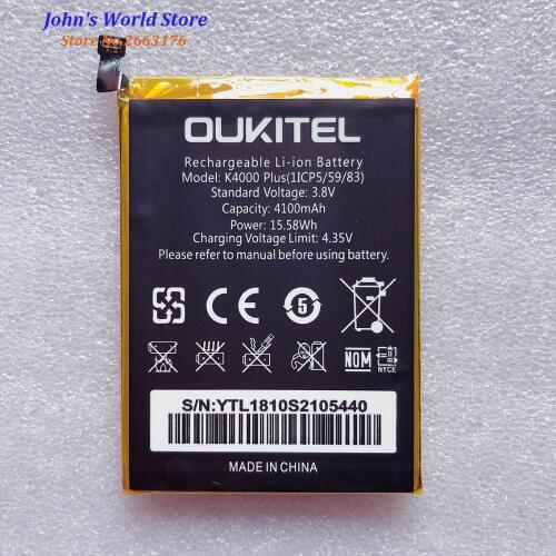 100% New OUKITEL K4000Plus Replacement 4100mAh Parts Battery for OUKITEL K4000 Plus Smart Phone Bateria Baterij