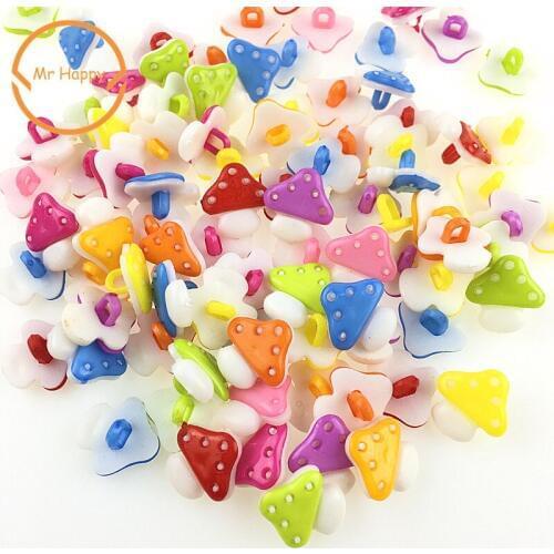 100PCs 10mm mushroom Mixed Colors Resin Buttons for Sewing or Scrapbooking Garment Accessories