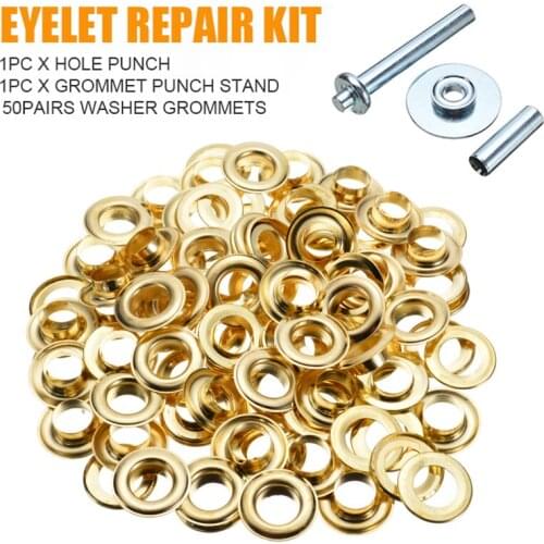 100x Tarpaulin Tent Awning Groundsheet Eyelet Repair Kit Grommets Tarp Hole Tool Can Be Used For Clothes Leather Crafts Canvas