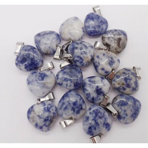 12Pcs 16x7mm Hand-Carved Natural Blue Sodalite Love Heart Pendant Bead For DIY Jewelry Making Necklace Accessories