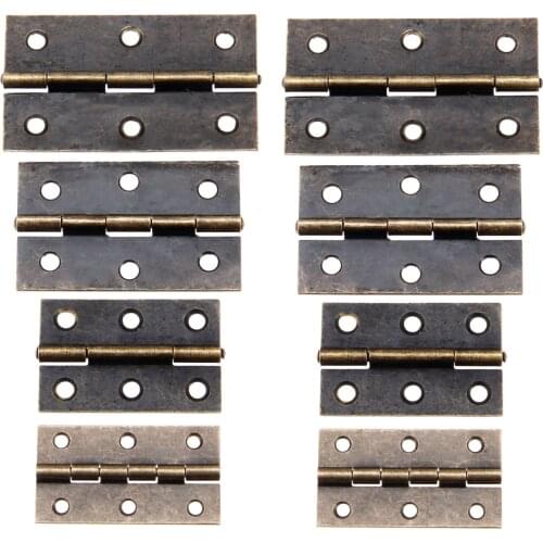 2pcs Antique bronze Hinges w/screw 50mm-73mm 4 sizes Cabinet Wooden Box Jewelry Gift Wine Case Cupboard Vintage Hardware Decor