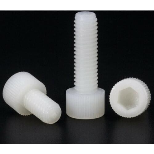 20Pcs/50Pcs/100Pcs White Nylon Hex Socket Head Cap Screws Plastic Insulation Knurled Allen Bolts M3 M4 M5 M6 M8