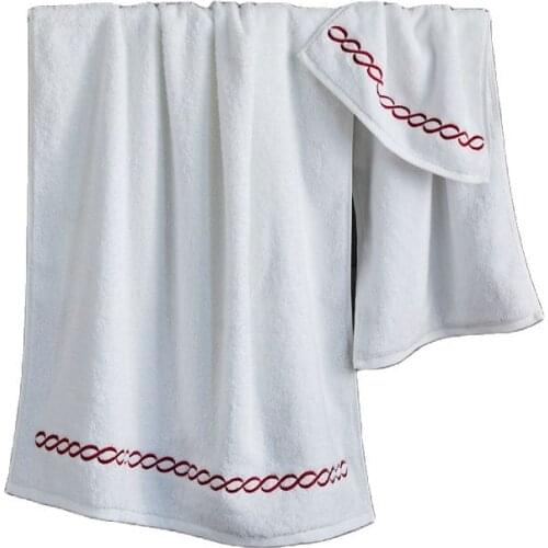 3pc Towel Set White With Embroidered Face Bath Washcloth Pure Cotton 70*140 Beach Toalla For 5 Star Hotel Home Bathroom Textile