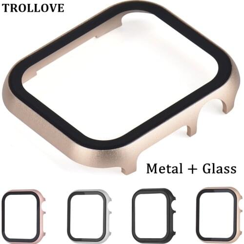 Aluminum allo Watch Cover for Apple Watch Case 4 3 2 1 42MM 38MM Metal+Tempered Glass Screen Protector for iWatch 5 44MM 40MM