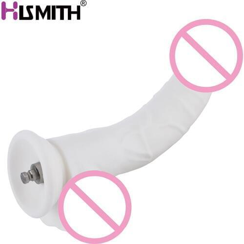Hismith 8" White Silicone Dildo 4.8" Grith KlicLok Connector Premium Sex Machine Accessories Suction cup Flexible Anal dildo