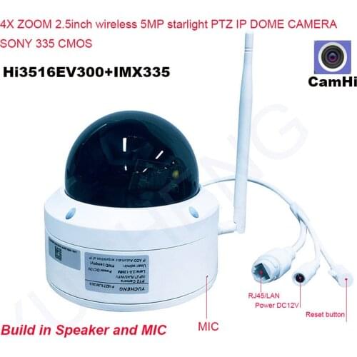 CamHi 5MP Wireless 4X Optical Zoom Speed Dome PTZ IP Camera Security IP Camera 128GB SD Card MIC Speaker Onvif P2P Outdoor