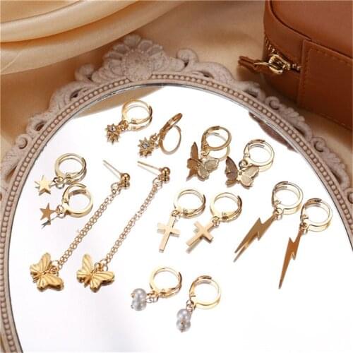 Bohemian Vintage Gold Animal Drop Earrings for Women Butterfly Cross Snake Earrings Jewelry 2021 Fashion Statement