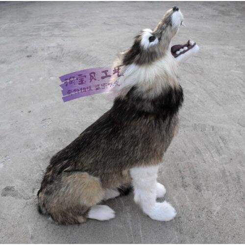 Big new simulaiton gray wolf toy resin&fur big sitting wolf model doll gift about 35x18x45cm 2234