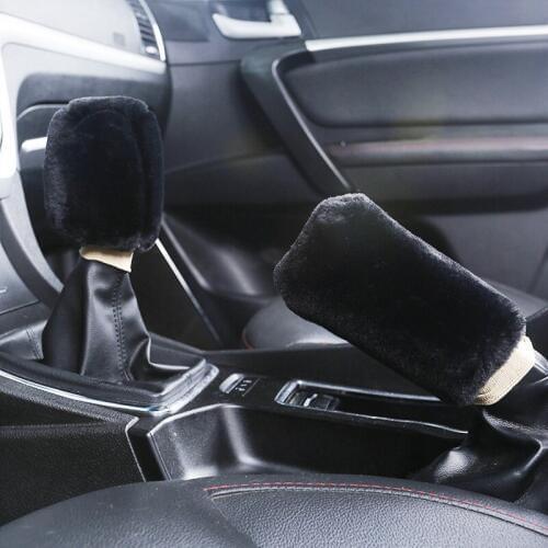 2 Pcs Car Handbrake Grip Covers Soft Plush Sleeve Winter Warm Hand Brake Gear Shift Knob Cover Handle Universal Auto Decoration