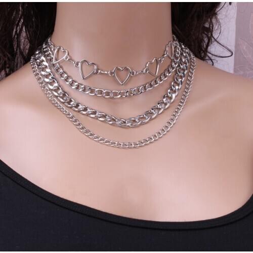 PHYANIC Layered Punk Chain Necklace Pendant Necklace Women Choker Metal Chains Goth Jewelry Grunge Aesthetic Accessories