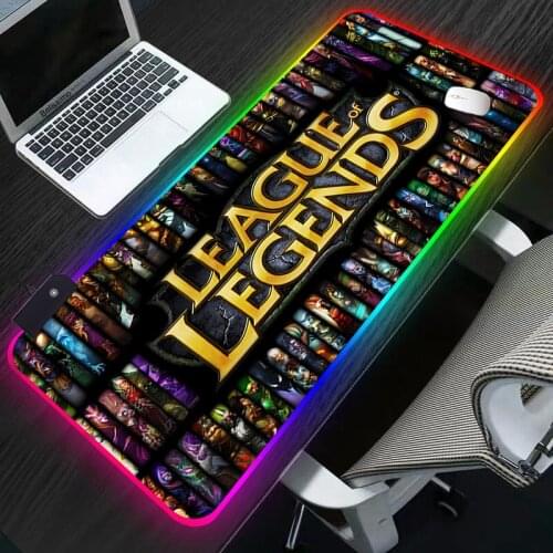 League of Legends RGB Anime Gaming MousePad Large Locking Edge Speed Game Gamer LED Mouse Pad Soft Laptop Notebook Mat for CSGO