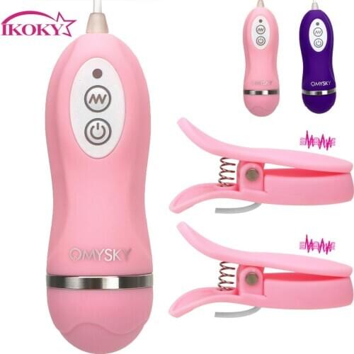 IKOKY Vibrators 10 Frequency Women Nipple Vibrator Vibrating Nipple Clamps Breast Massage Adult Products Sex Toys for Women