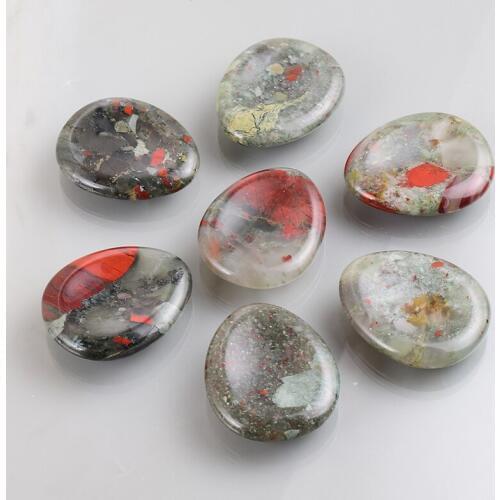 Worry Stone Blooded Jasper Palm Stone 45*37MM Natural Crystal Mineral Slice Chakra Thumb-stone Healing Reiki Energy Home Decor