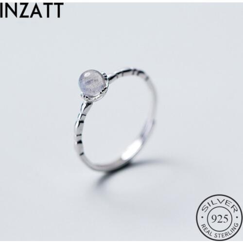 INZATT Real 925 Sterling Silver Minimalist Moonstone Vintage Adjustable Ring For Charming Women Party 2019 FINE Jewelry Gift
