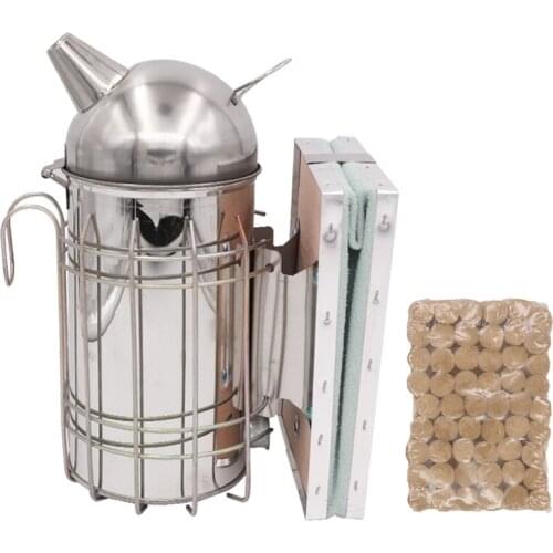 1 Set Beekeeping Bee Hive Smoker Galvanized Iron with Heat Shield Protection Smoke Sprayer Apiculture Bee Smoker Tools
