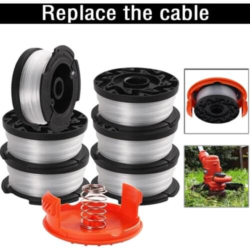 7Pcs Mower Spool Brush Bump Spool Cutter Line Weed Eater Nylon Line String Trimmer+2 Caps Garden Tool Grass Mower Replace