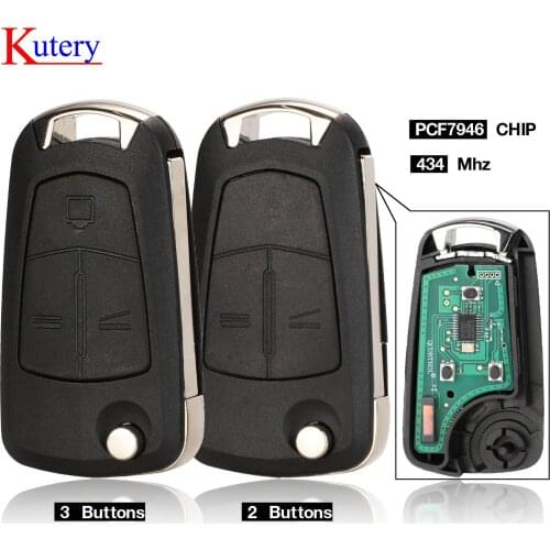 Kutery Car Flip Remote Key Fob 2/3 Buttons 434Mhz PCF7946 for Vauxhall Opel Astra H 2004-2009 Zafira B 2005-2013