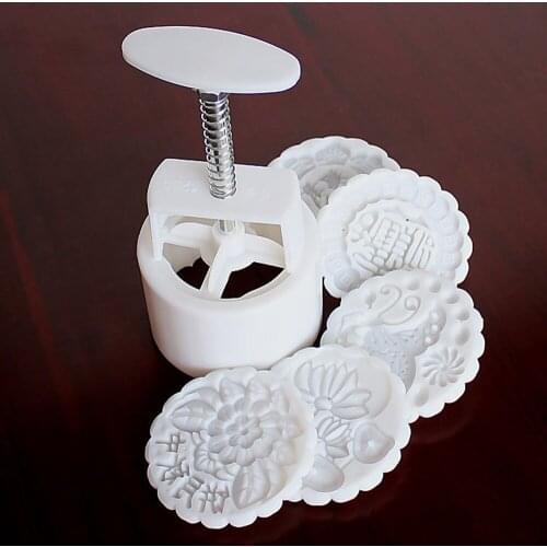 Moon Cake Mold Stamp Mid Autumn Festival DIY Hand Press Flower Mould Baking Tool Cookie Press With Food Grade Abs Material