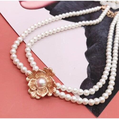 Matte Flower Metal Charm Cheongsam Necklace Bridal Jewelry Accessories