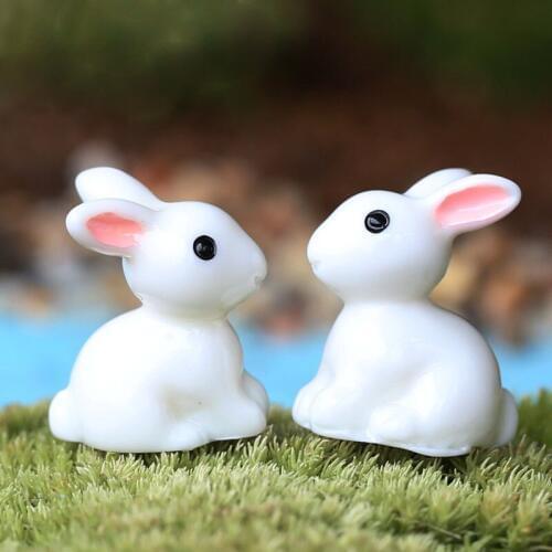 Short Ear White Rabbit Animal Miniature Fairy Garden Home Houses Decoration Mini Craft Micro Landscaping Decor DIY Accessories