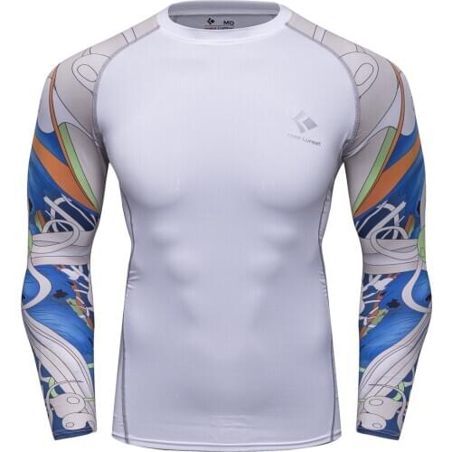 Mens Long Sleeve Jiu Jitsu Tops Digital Printed Compression Bjj Rash Guard Tight Tshirts
