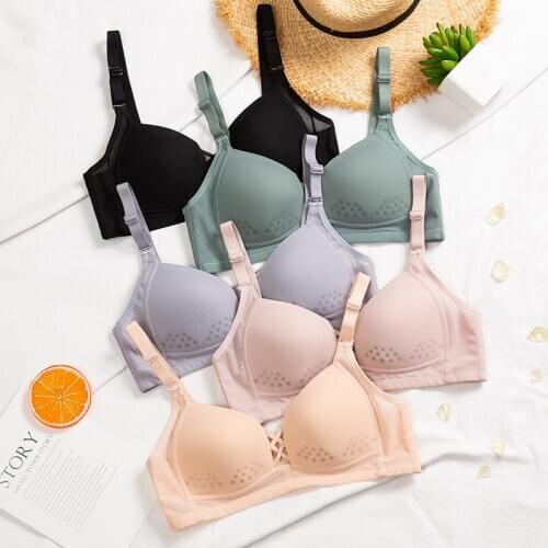 Elifashion Underwear Women Non-marking Thin Anti-sagging Gathering Breasts Adjustable Girls No Steel Ring Bra For Summer