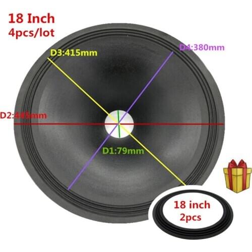 4pcs/Lot New 18 Inch Subwoofer Paper Cone 442mm 76.5mm Coil Height 120mm Cloth Edge Corrugated Thick Drum Paper Cones Accessory