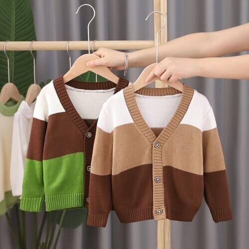 Baby Clothes 2020 New Children Sweater Boys Cardigan Color Matching Jacket Christmas Sweater Winter Coat Children Clothing 5 Age