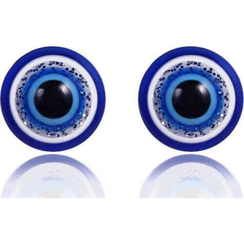 Wholesale Jewelry -- Magnet Blue Evil Eyes Clip Stud Earrings For Women Men No Ear hole