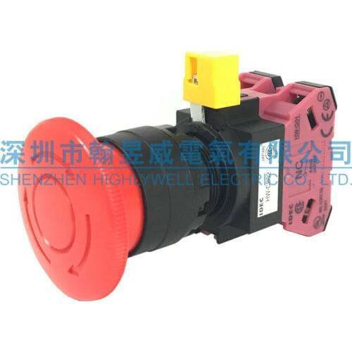 Original new 100% 22MM emergency stop button switch HW-CB02 two normally closed HW1B-V402R