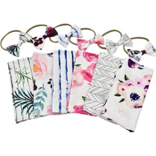 Citgeett Newborn Baby Swaddle Muslin Blanket Infant Sleeping Bag Swaddle Wrap+Headband 2pcs