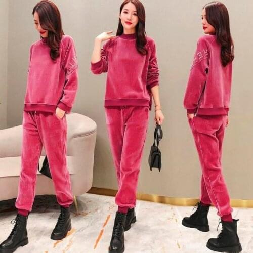 Plus Velvet // No Velvet Loose Casual Suit Womens Hedging Western Style Autumn and Winter New Fashion Two-piece Corduroy