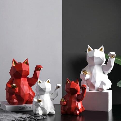 Resin Sculpture Lucky Cat Decoration Fashion Modern Home Decoration Statue Gift living room decor nordic decoration home