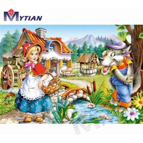 Full Square & Round Drill 5D DIY Diamond Painting Wolf and girl Embroidery Cross Stitch Mosaic Rhinestone Home Decor Needlework