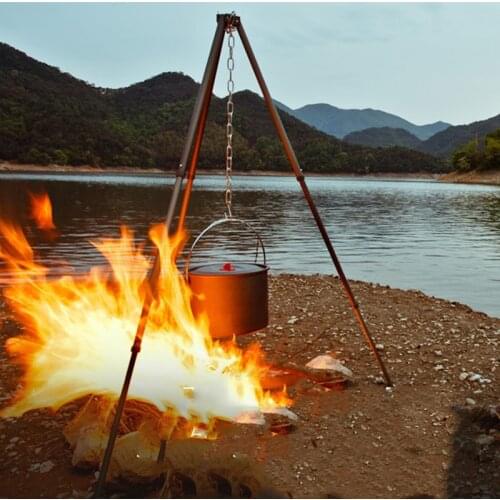 Height-adjustable Campfire Hanger Outdoor Camping Picnic BBQ Lantern Tripod Grill Used With Barbecue Oven Hanging Pan Bracket