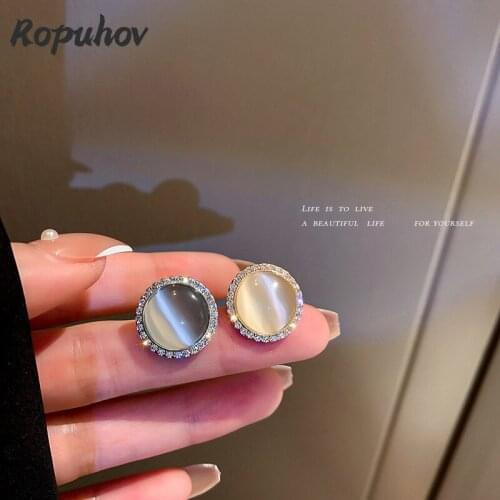 Ropuhov 2021 New 925 Silvery Needle Korean Dongdamen Opal Micro Inlaid Zircon Single Brooch Womens Simple Clothing Anti Light