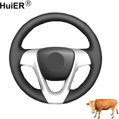 Hand Sewi Car Steering Wheel Cover Cow Leather Wrap For Smart Fortwo 2009-2013 Smart Forjeremy 2013 Braid on the Steering wheel